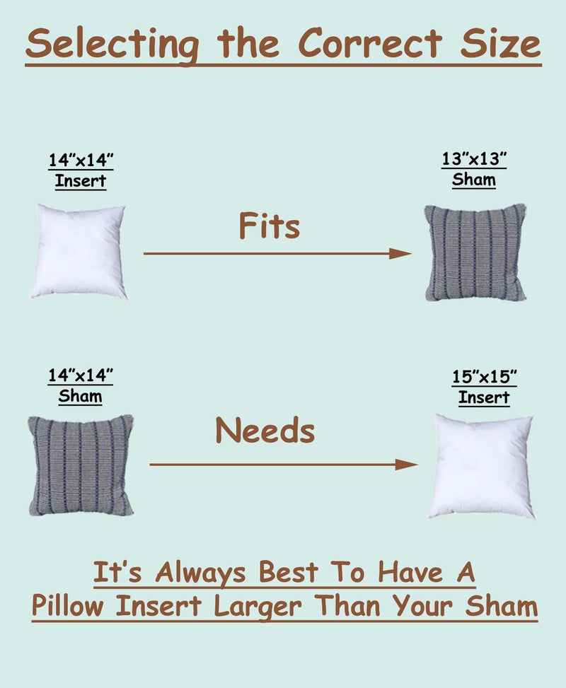 Pillowflex Premium Polyester Pillow Insert â€“ 14x14 - Square Pillows Form, Machine Washable, Soft Sham Supports, Decorative Form for Covers and Throw Pillows, Hypoallergenic - Made in USA - 2 Pack - Image 2